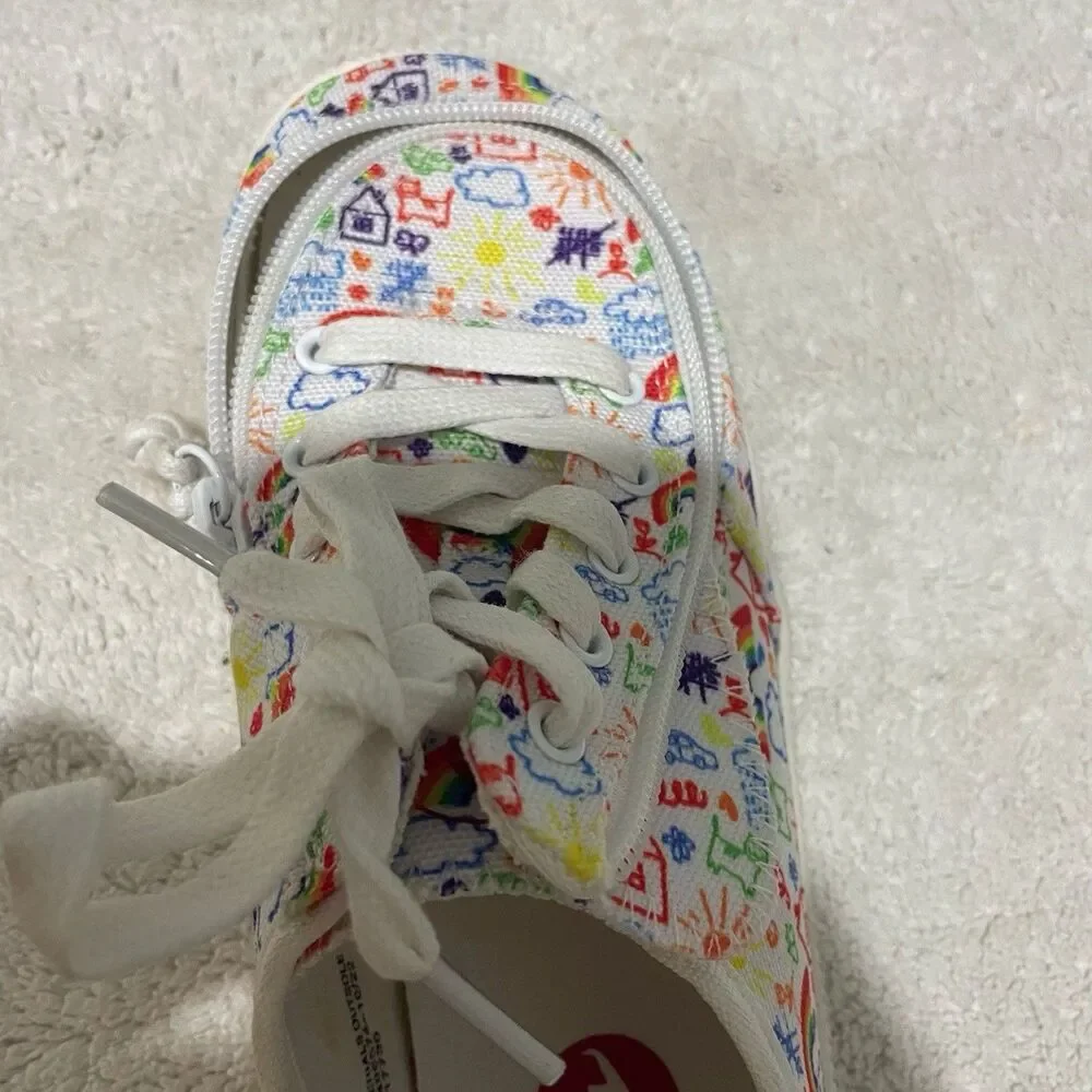 Billy Footwear Doodle Low top Zip Shoe Sneaker Youth 2 Unisex Rainbow Colorful